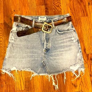 Agolde Distressed Denim Skirt